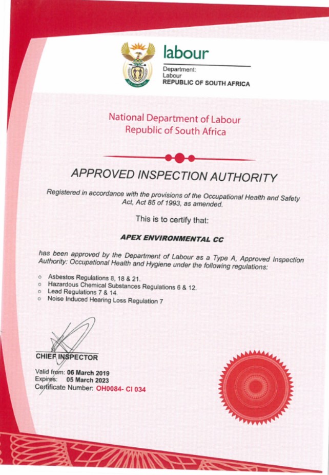 Department of Labour Approved Inspection Authority Certificate 2023