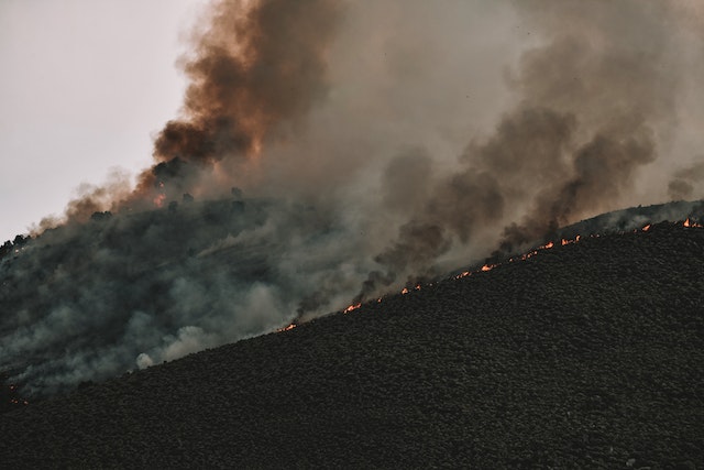 Impact of climate change on occupational health - fire and smoke on a mountainside