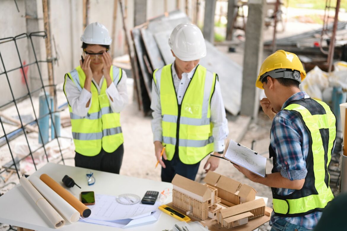 construction workers discussing psychosocial risk assessment